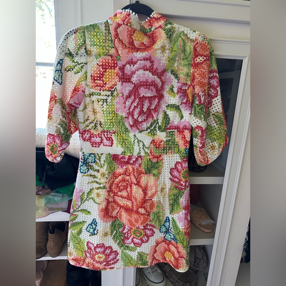 Farm Rio Eyelet Floral Vintage Mini Dress - NWOT - Picture 5 of 5